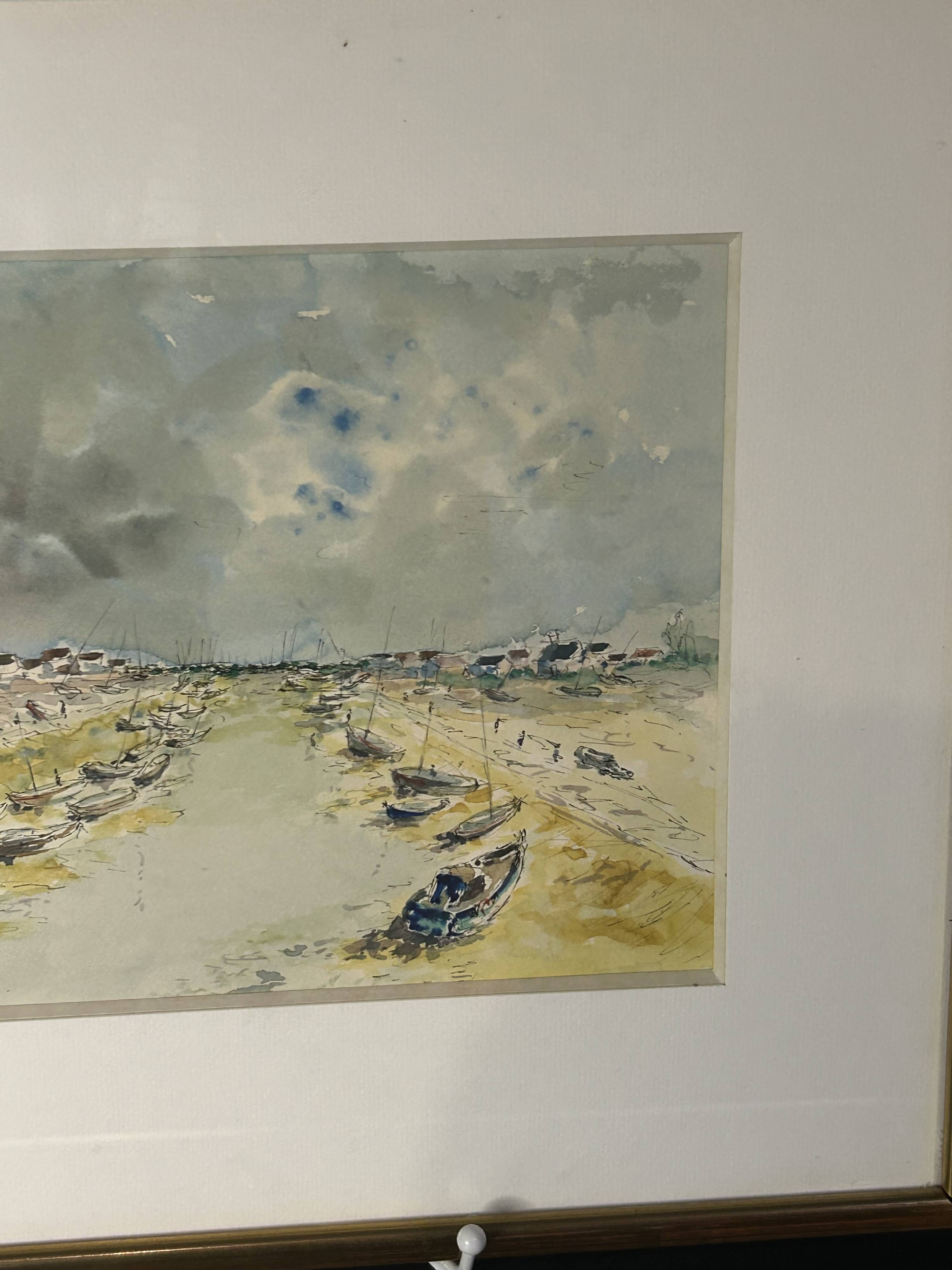 20th century Impressionist school - Vassaux - Marine watercolor - Noirmoutier