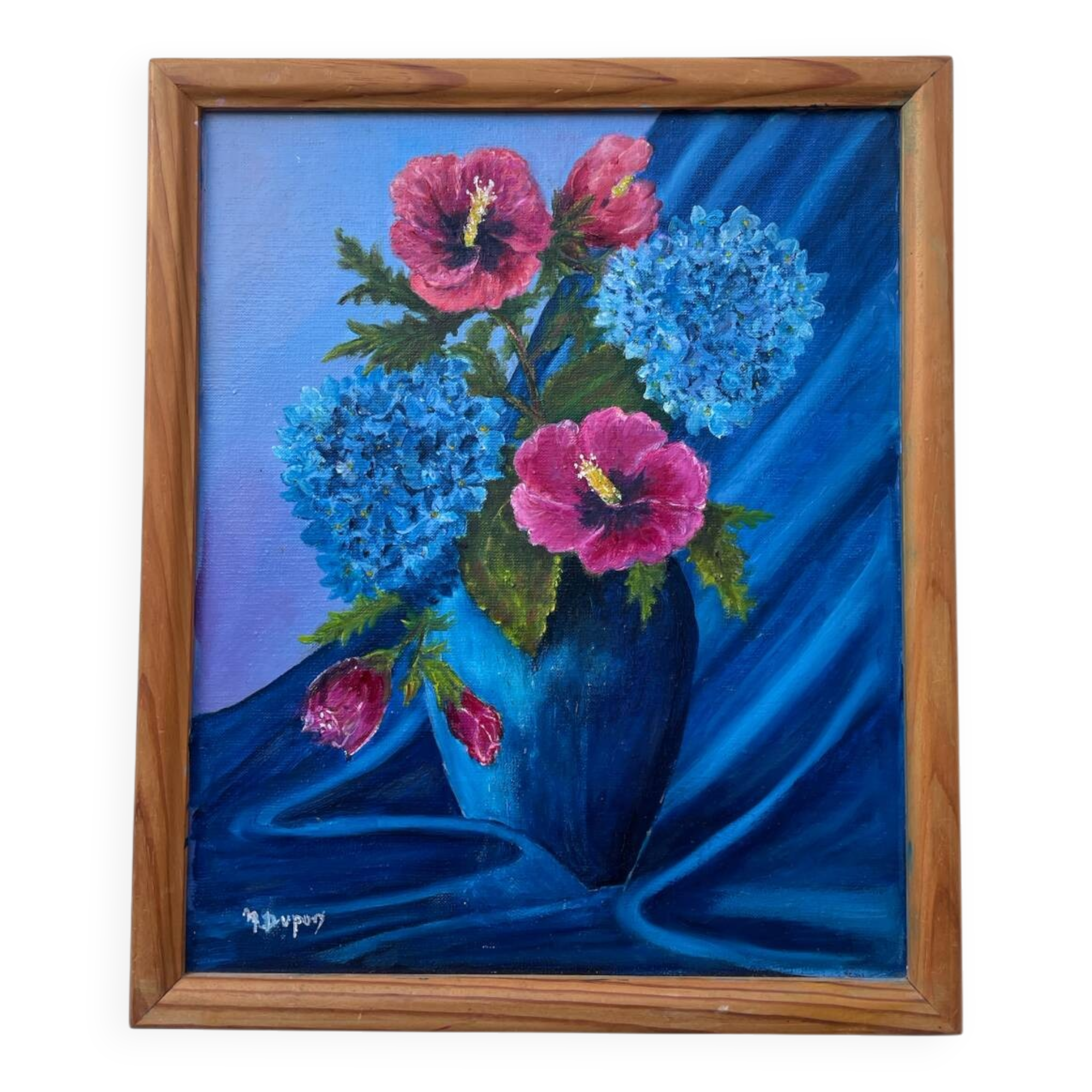 Tableau peinture bouquet de fleurs huile sur toile 