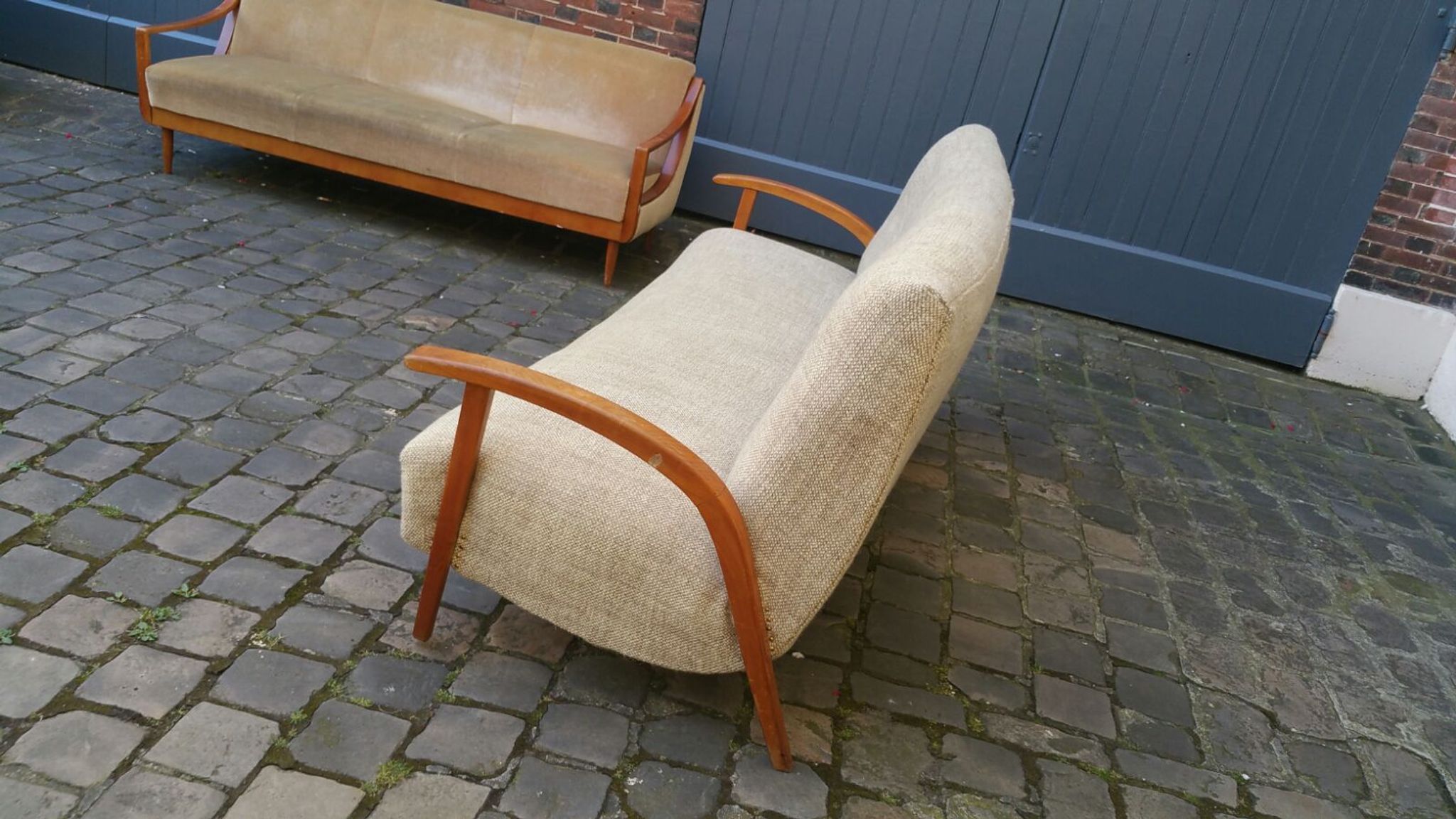 Canapé sofa banquette lit vintage scandinave années  50 60