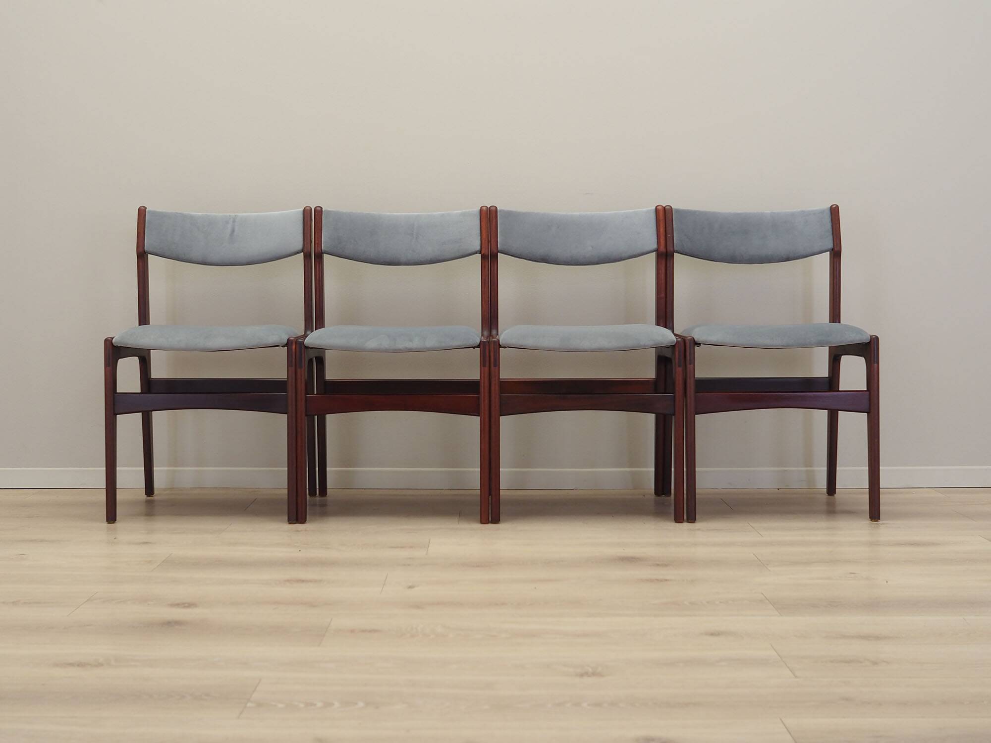 Set of four mahogany chairs, Danish design, 1970s, manufacture: Denmark