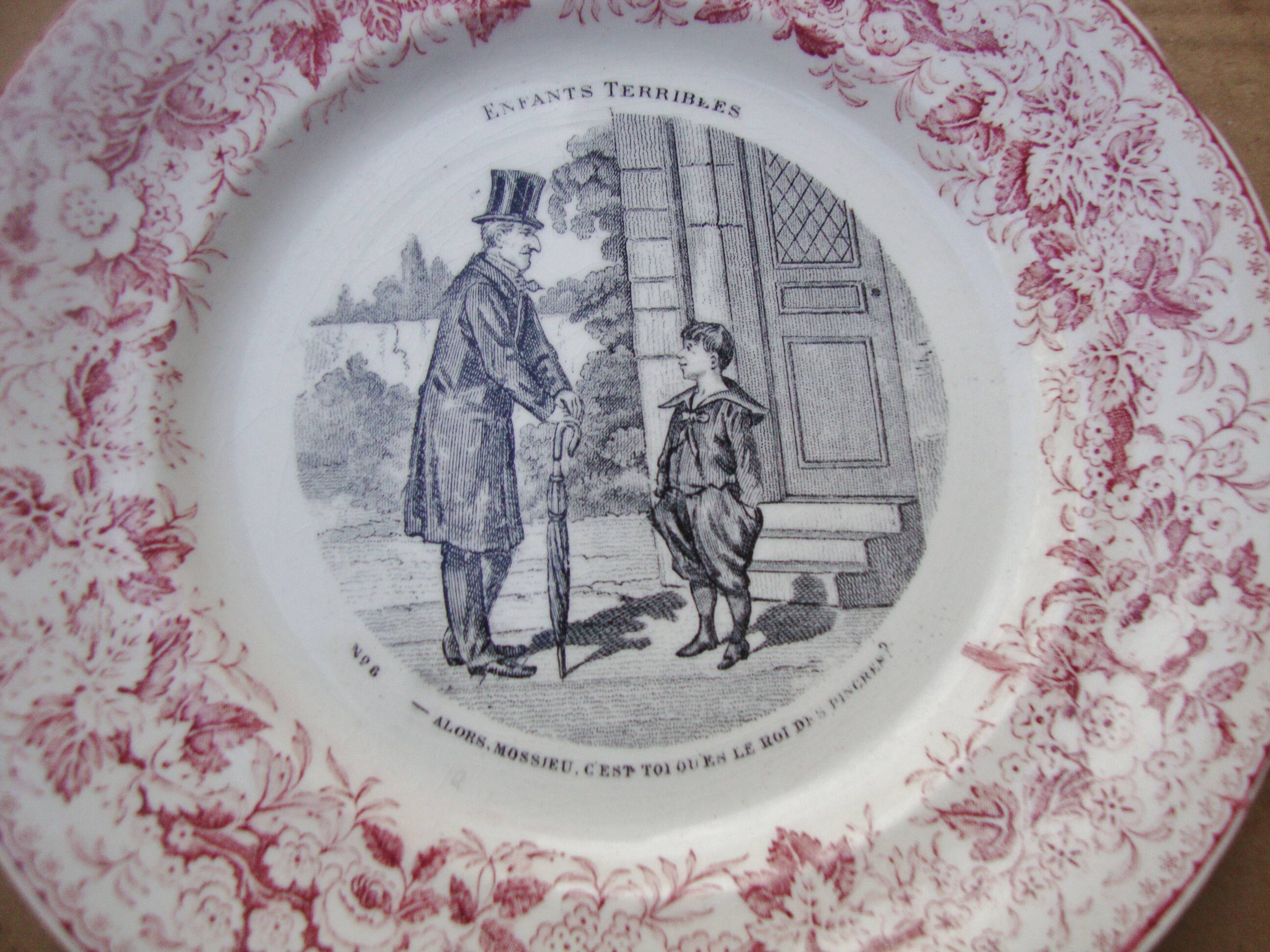 4 lm & cie creil and monteras “les enfants terribles” plates