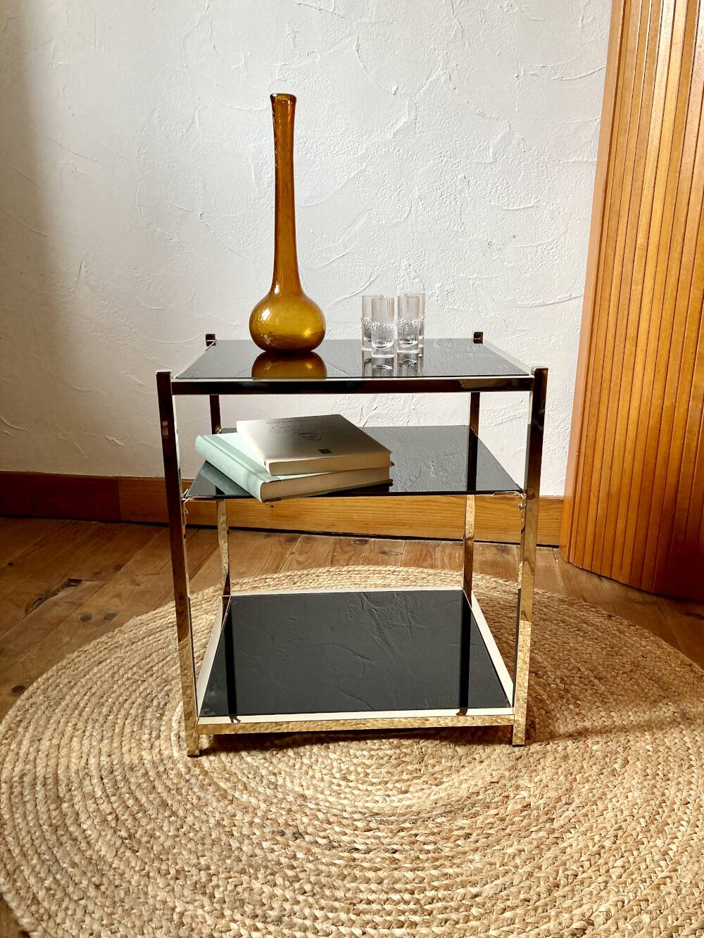 Gold metal side table, in the style of Maison Jansen, 1970s.