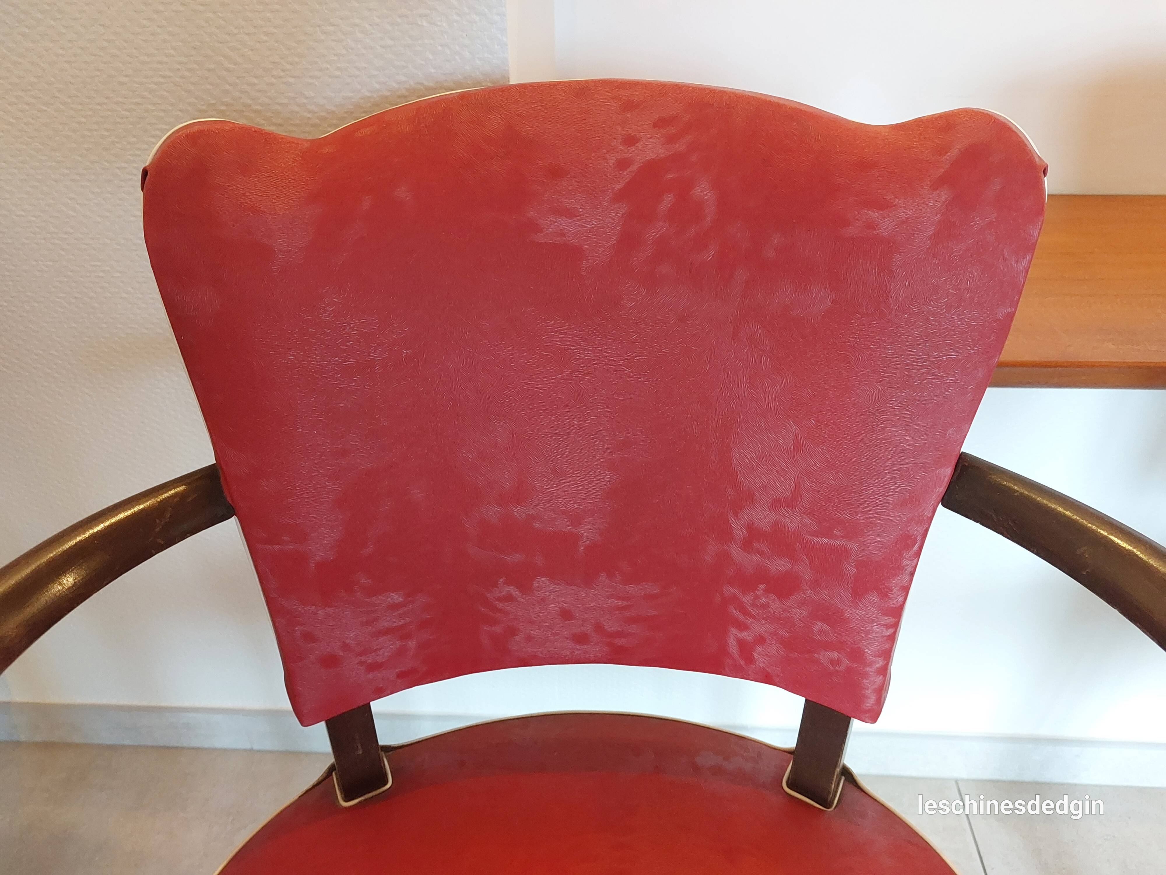 pair of red bridge armchairs