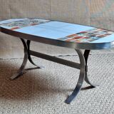 Coffee table 70s ceramic and stainless steel