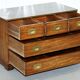 Reprodux Bevan Funnell chest of drawers with a leather top