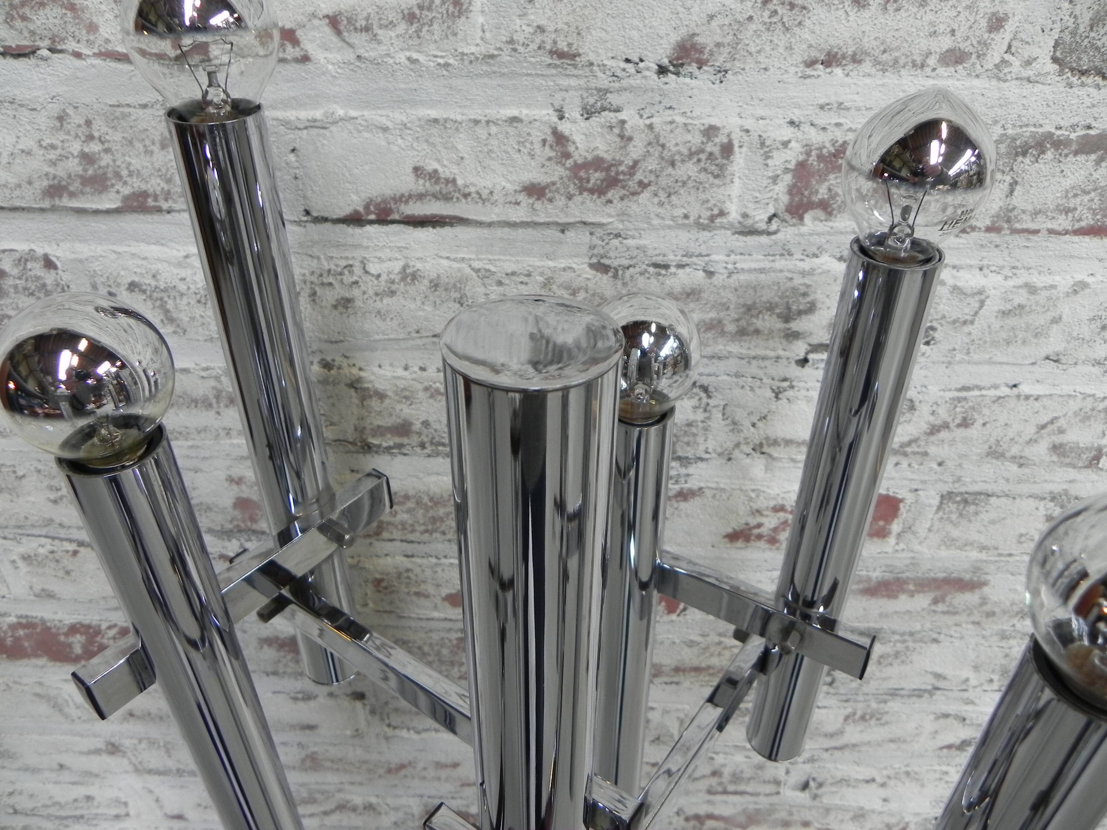 Chrome uplight floor lamp with 8 light points