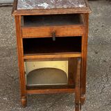Art Deco period bedside table in carved wood and marble