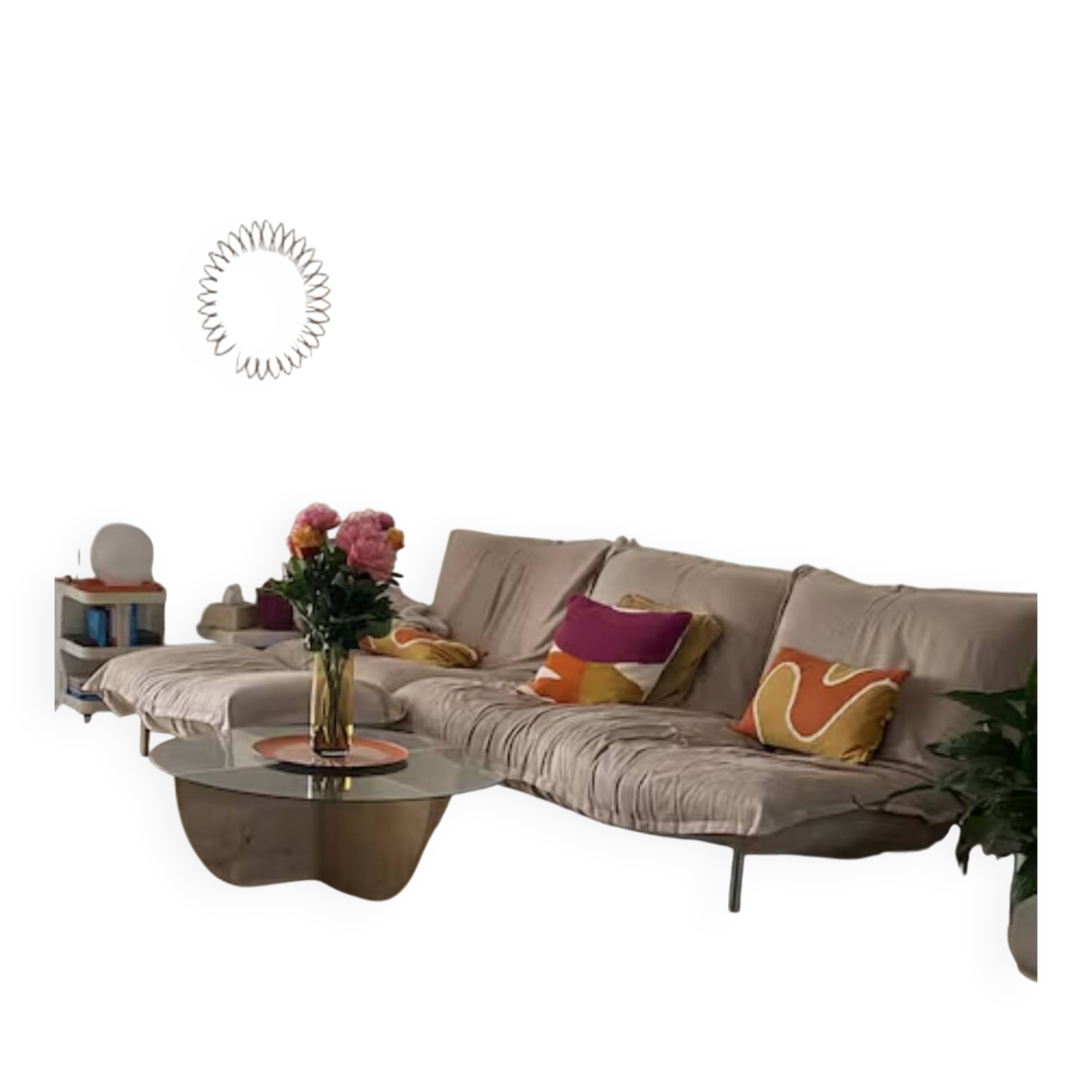 2-seater sofa + armchair + cuddly pouf by Cinna by Pascal Mourgue