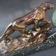 Panther desk lamp in spelter on a black and white marble base 1925