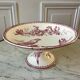 Compotier high in Terre de Fer Longwy model "Mésange" pink 1880 - XIXth