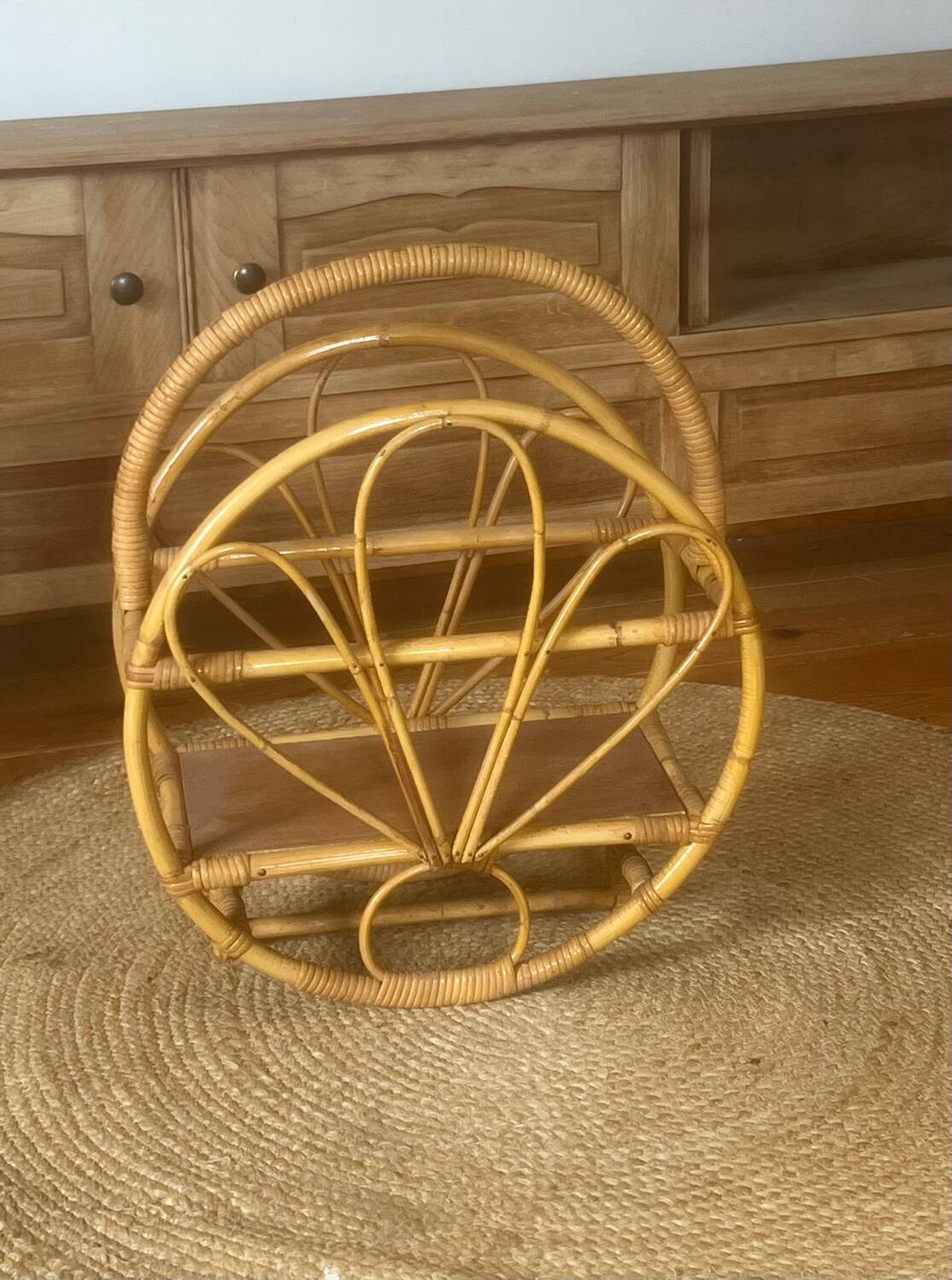 Vintage rattan magazine rack