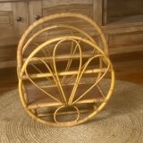Vintage rattan magazine rack