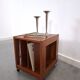 Teak LP kast op wielen, bijzettafel, nachtkastje, kast 2