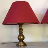 Pair of brass lamps