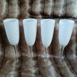4 white champagne flutes