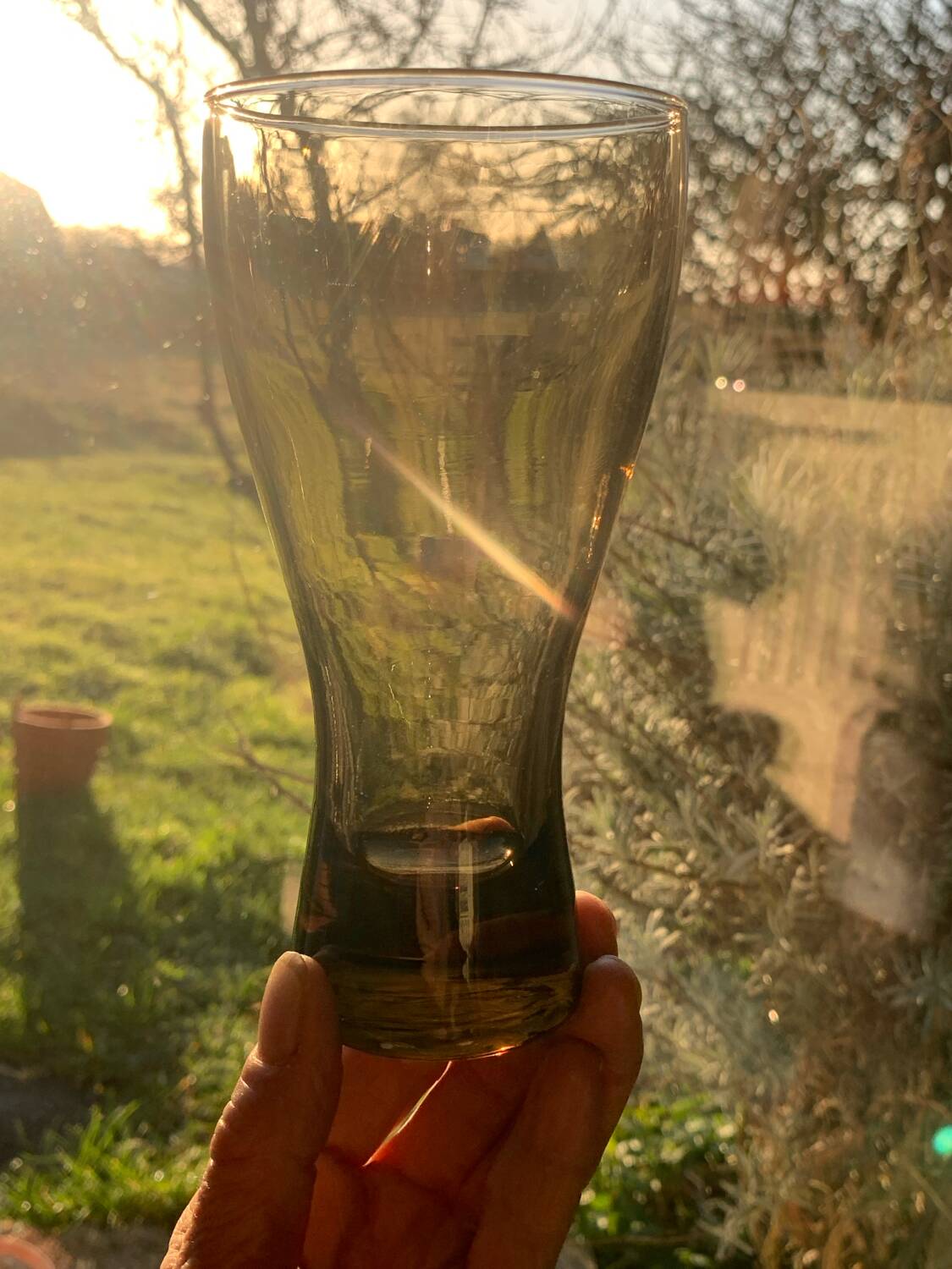 Six large smoked blown glasses 1970