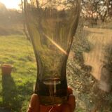 Six large smoked blown glasses 1970