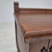 1960s, Danish bench, dark solid oak wood, plywood.