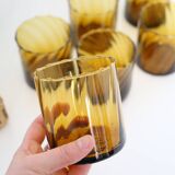 Set of lemonade glass, in wicker basket, smoked glass