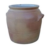 Grand pot ancien français en grès à glaçure brune