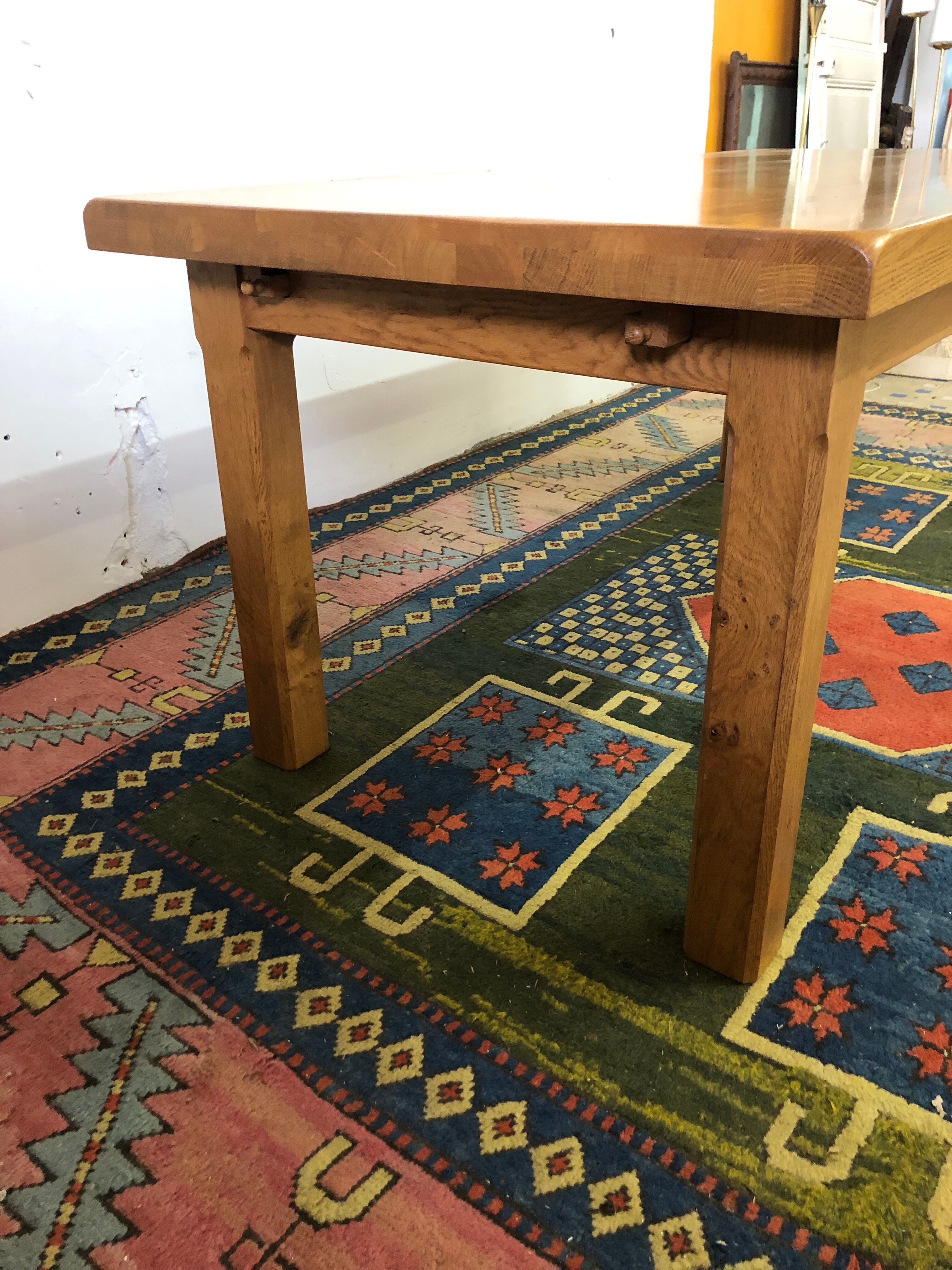 Solid oak table with extension cords