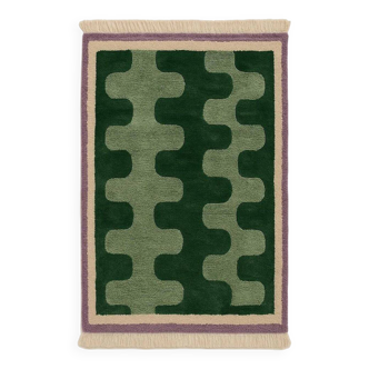 Wavy green Beni Ourain wool rug, 150/250cm