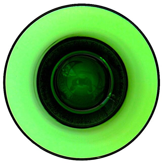 Set of six green smoked crystalline whiskey glasses