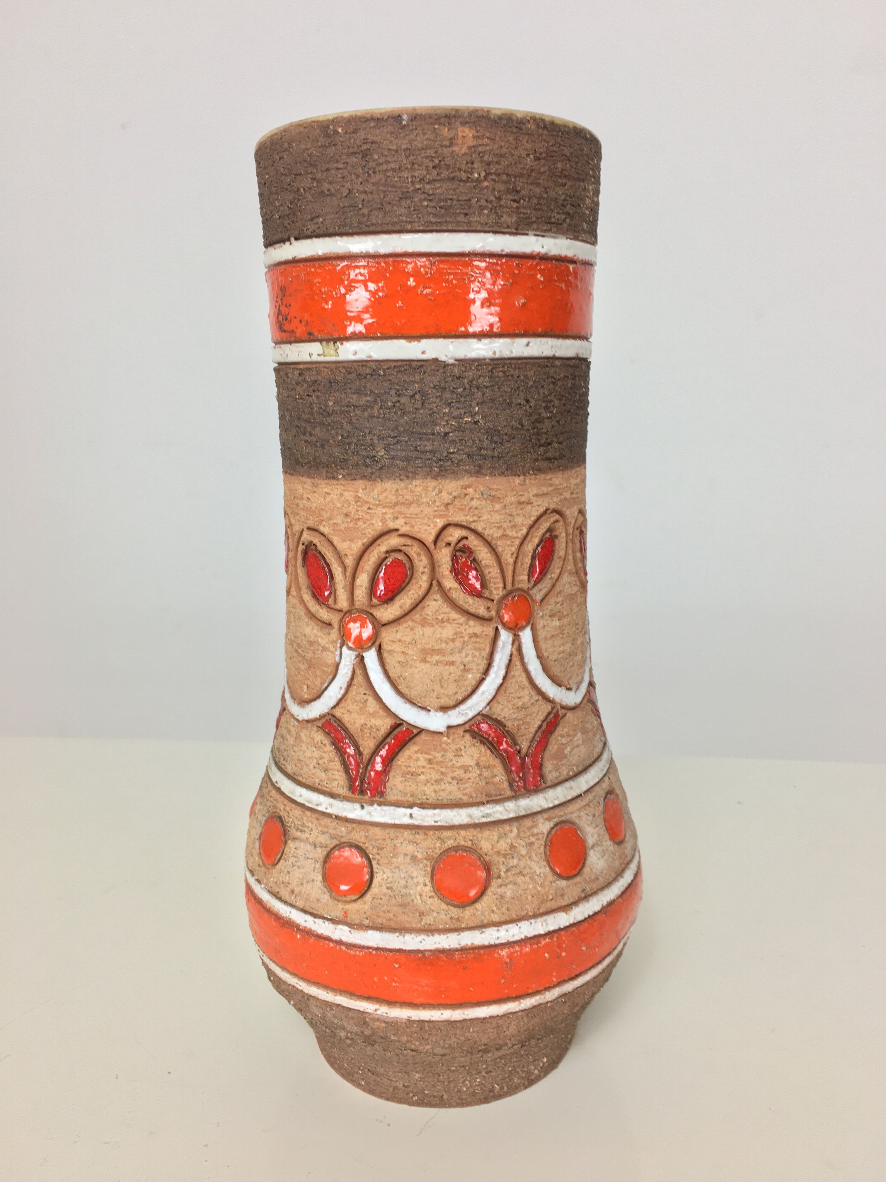 Vase 1970 Fratelli Fanciulacci, ceramic orange sandstone