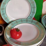 Six plates of vintage Badonviller earthenware with gold frieze