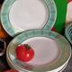 Six plates of vintage Badonviller earthenware with gold frieze
