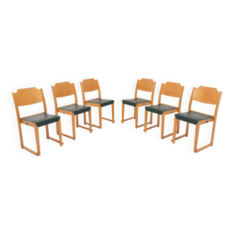 Set of 6 Scandinavian design Herman Seeck chairs for Asko, Finland 1950s