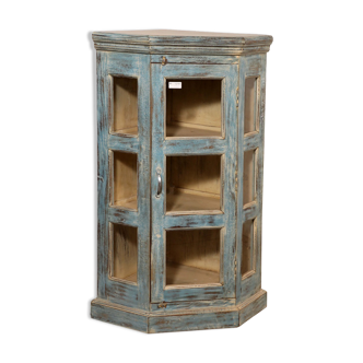 Teak glass notch with light blue patina