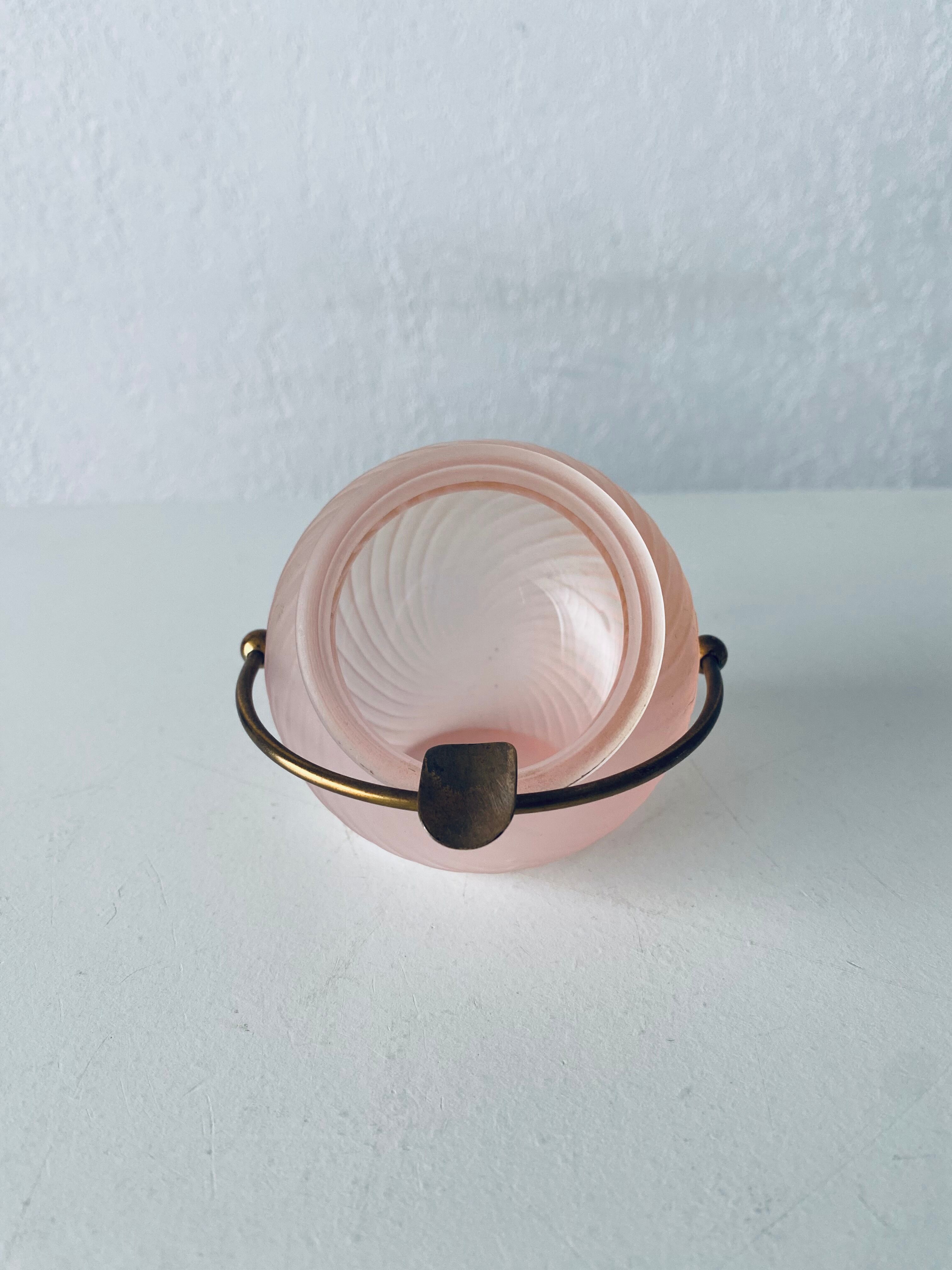 Glass and brass ball ashtray