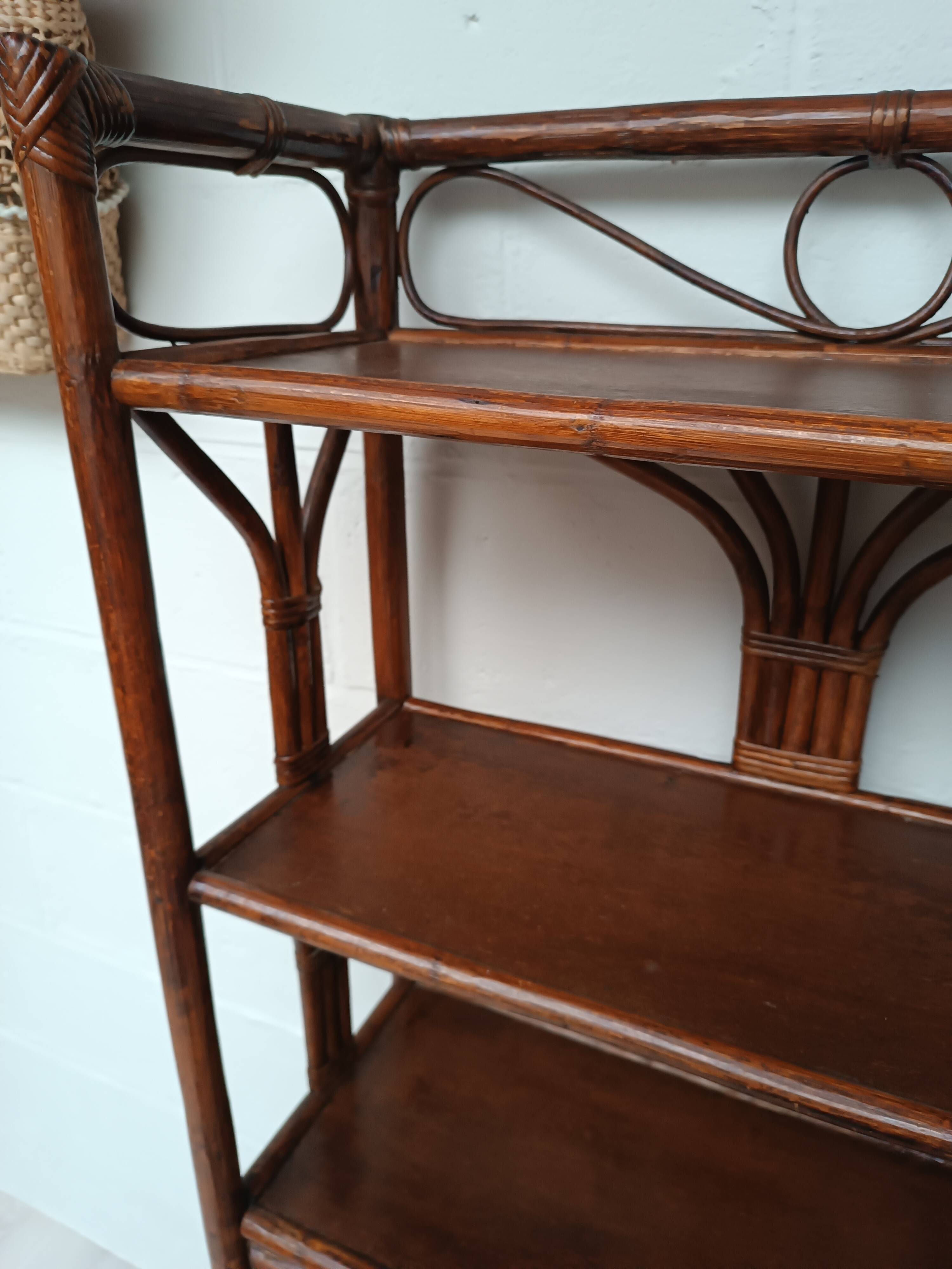 Vintage bamboo and rattan buffet library