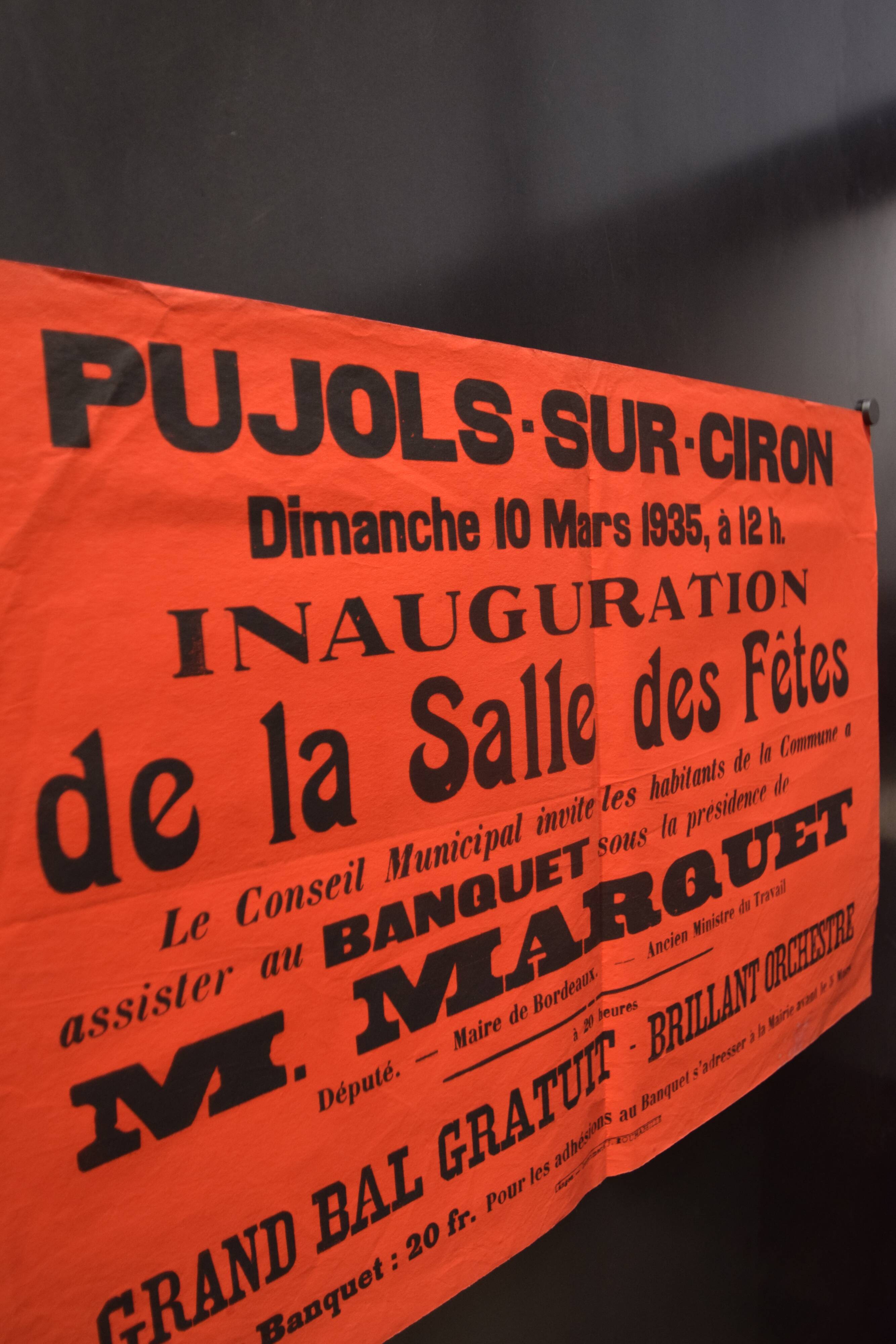 Poster "Inauguration Holiday Hall" - Pujols-sur-Ciron - 1935