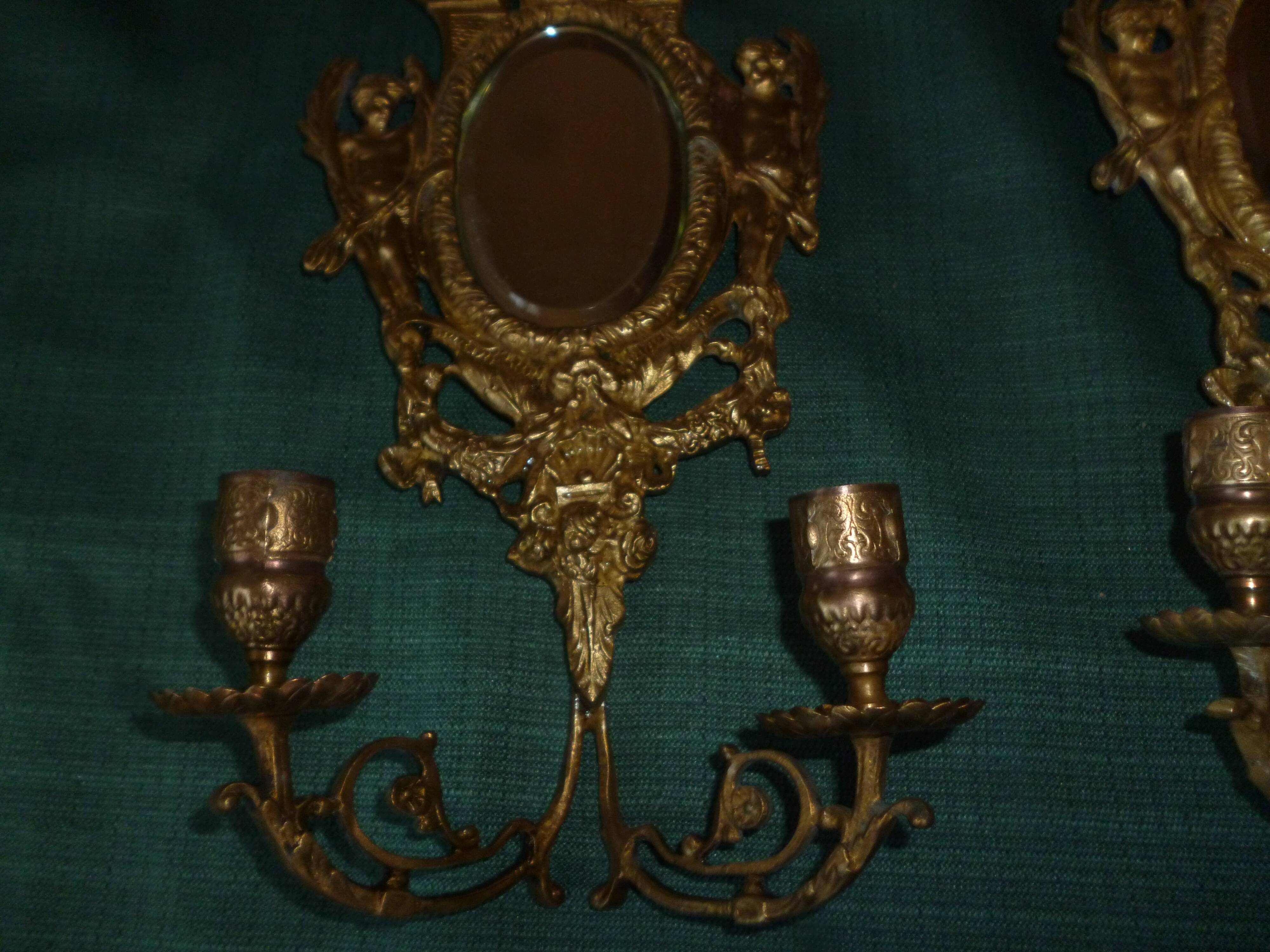 Paire d'appliques bronze avec miroir biseauté XIXème