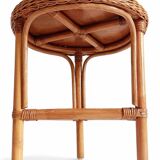 1960s Handmade Vintage French Riviera Wicker & Bamboo Side Table