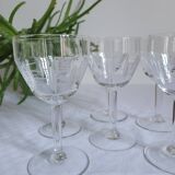 Set of 6 cut glass wine glasses