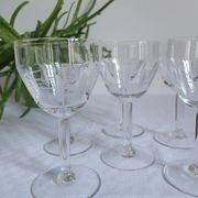 Set of 6 cut glass wine glasses