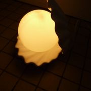 Ceramic and opaline shell lamp France 1970