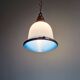 Suspension Bauhaus en opaline blanche et verre satiné bleu, années 1920