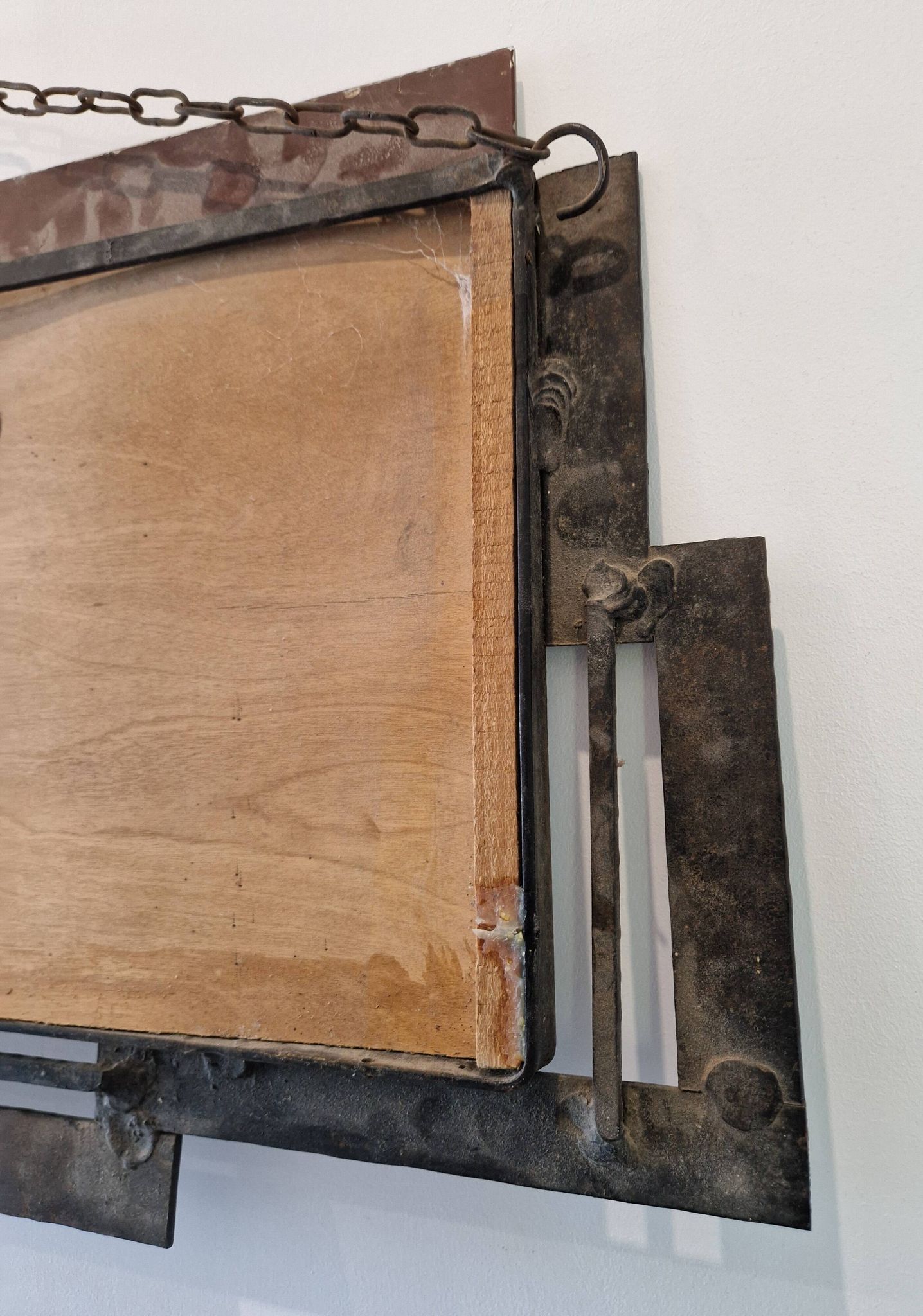 Antique beveled wrought iron mirror circa 1930