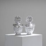 Paire de soliflores têtes de maure en céramique, 1970s