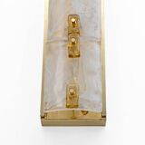 Pair of Modern Sconces in Brass and Milk White Murano Glass and Amber Glass