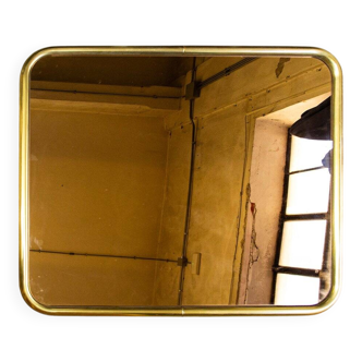 Vintage mirror with a gold anodised aluminium frame, Italy, 1970s.