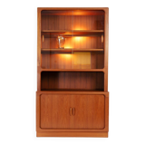 Teak Dyrlund highboard display case with shutter doors