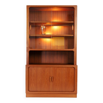 Teak Dyrlund highboard display case with shutter doors