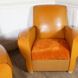 Pair of club chairs in skai 1960