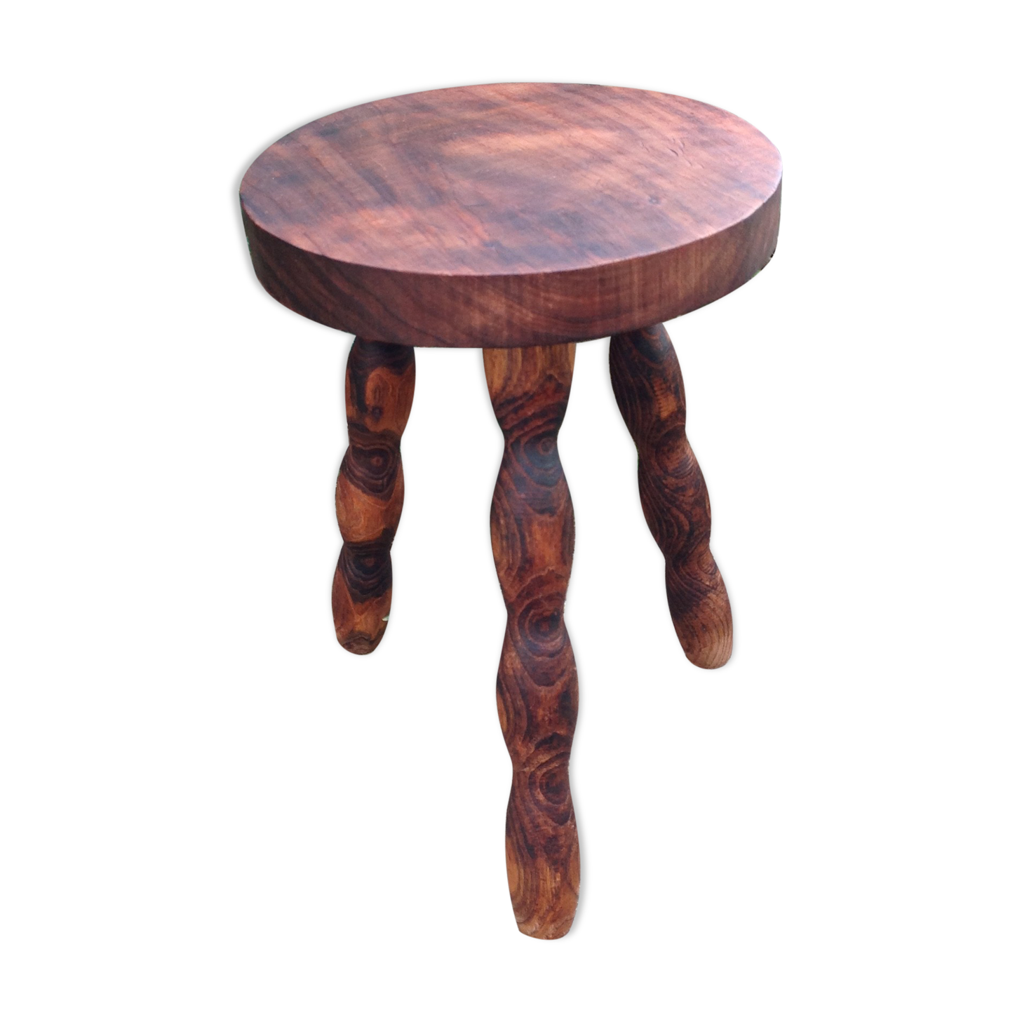 Tripod stool feet "rosary" in vintage wood 60s-70s