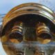 Pair of vintage glass/mirror two-arm wall lights